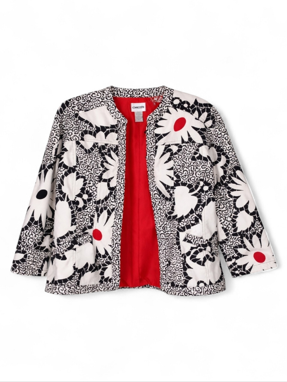 Chico's Black & White Floral Jacket